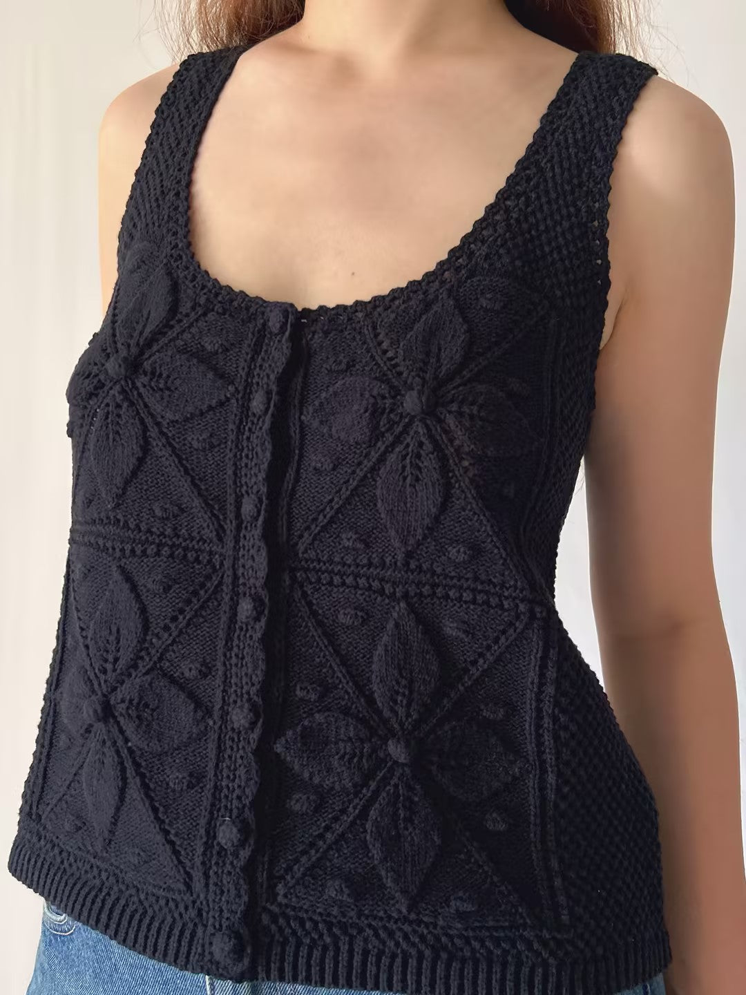 Joas Floral Crochet Sleeveless Sweater Vest