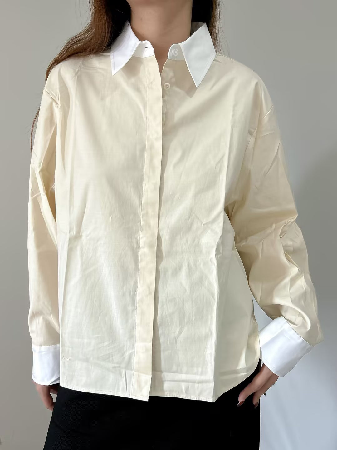 Andy Oversized Cotton Shirt in Sugar