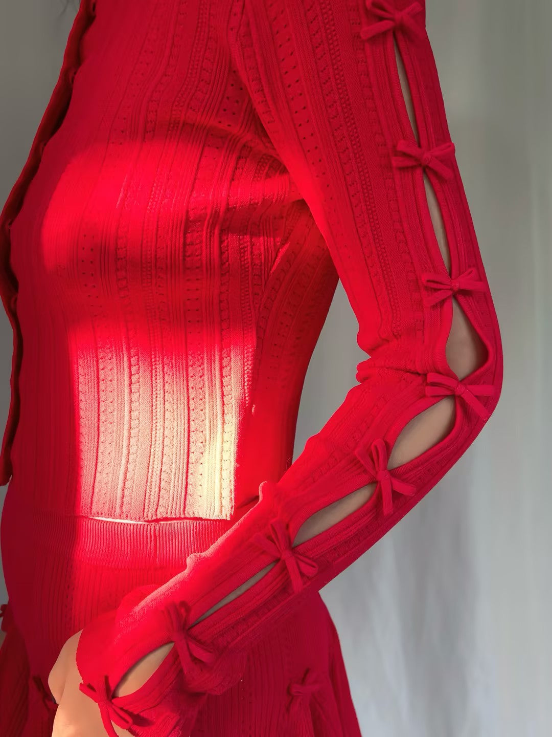 LSF Zoriah Pointelle Cardigan - Candy Apple