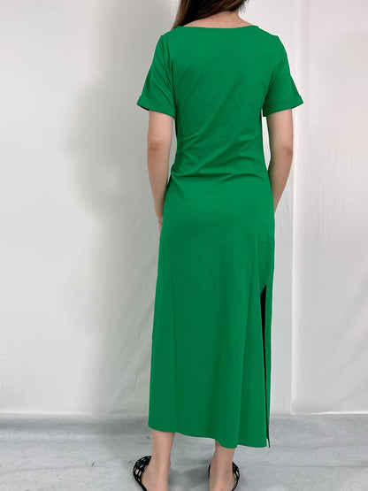 Pippa Midi Cotton Dress in Bright Green