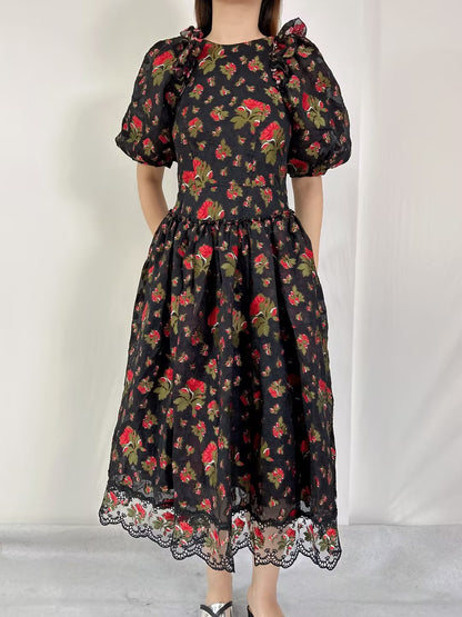 SR Silk-Blend Jacquard Floral Midi Dress