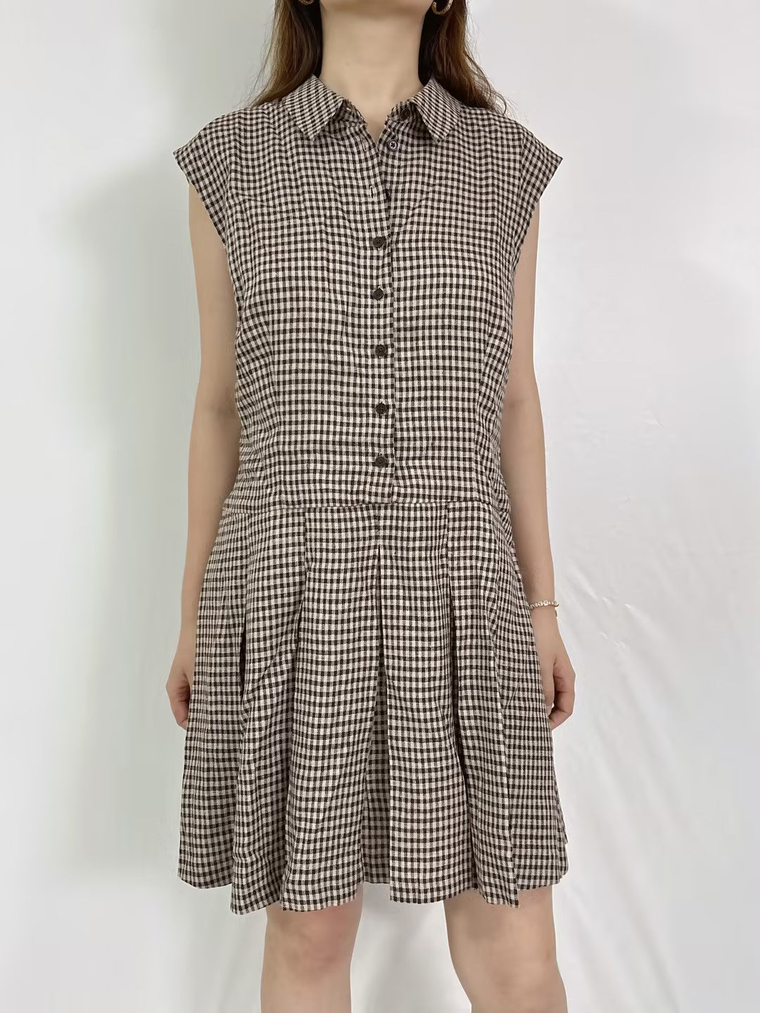 Arella Linen Mini Dress in Tartine Check