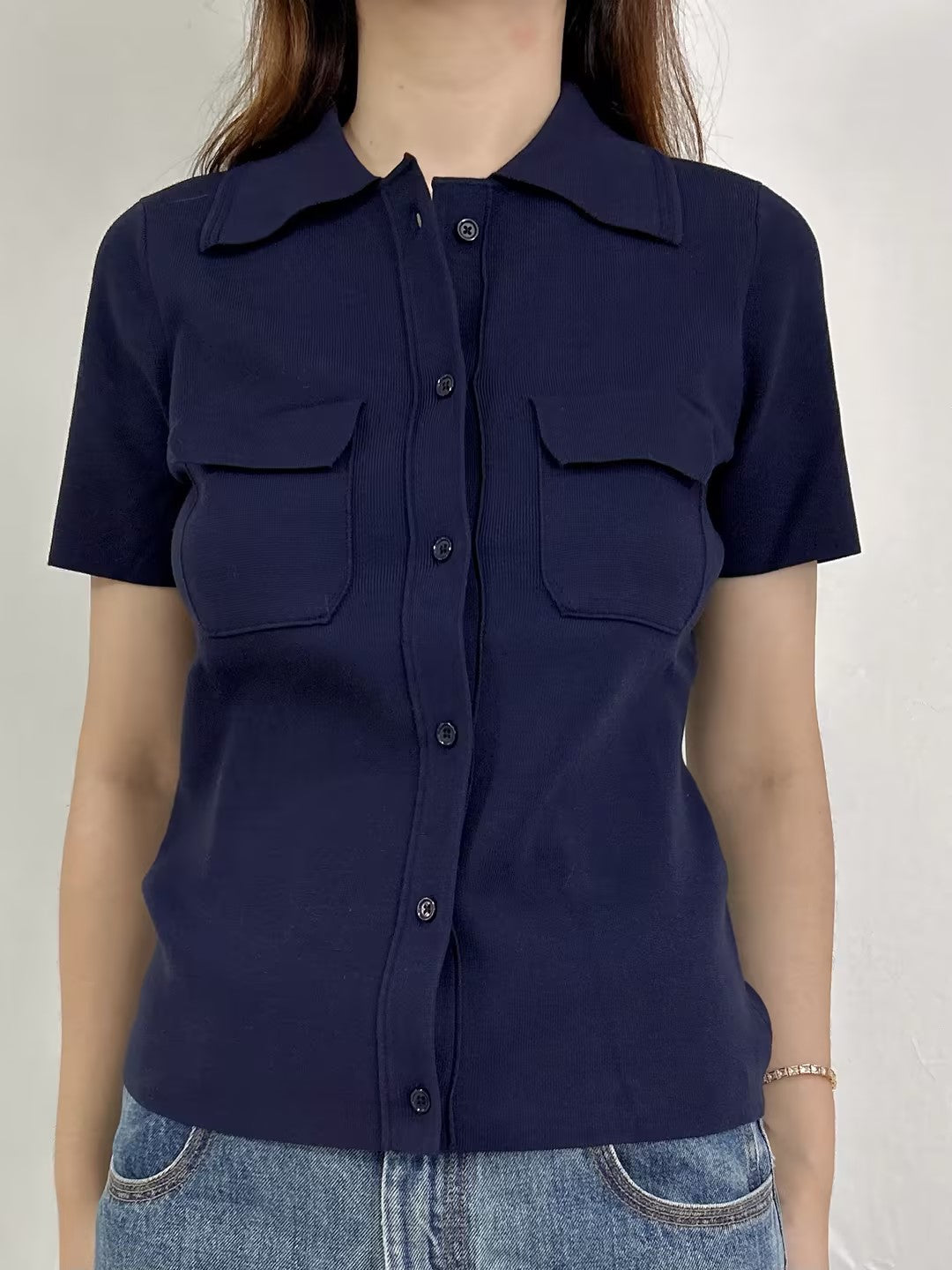 RS Mimo Navy Knitted Polo Shirt