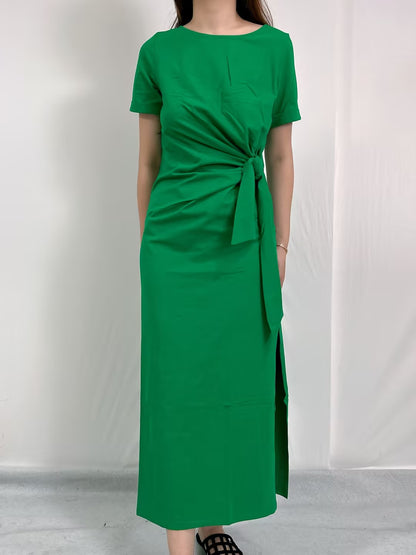 Pippa Midi Cotton Dress in Bright Green