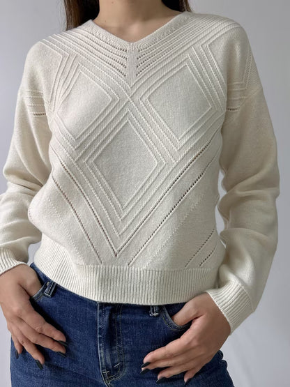 White Merino Wool Sugar Sweater