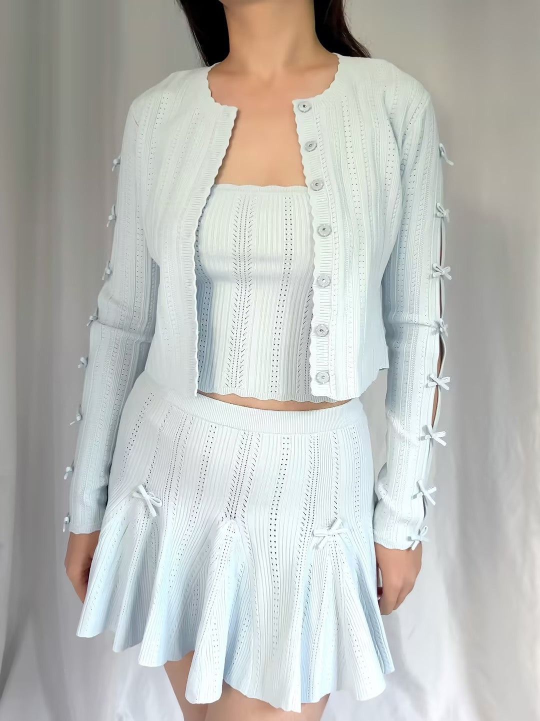 LSF Zoriah Pointelle Cardigan - Icicle Blue