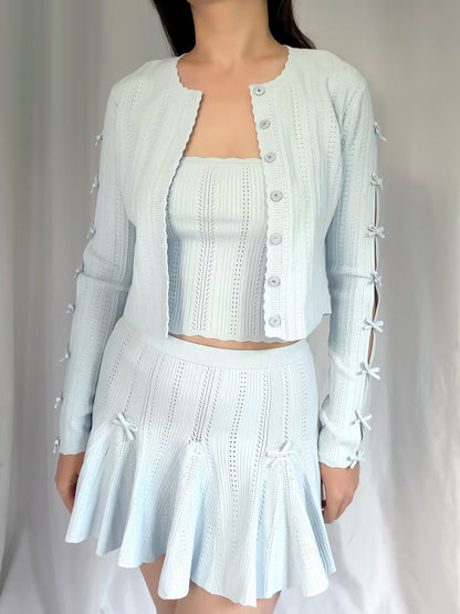 LSF Zoriah Pointelle Cardigan - Icicle Blue