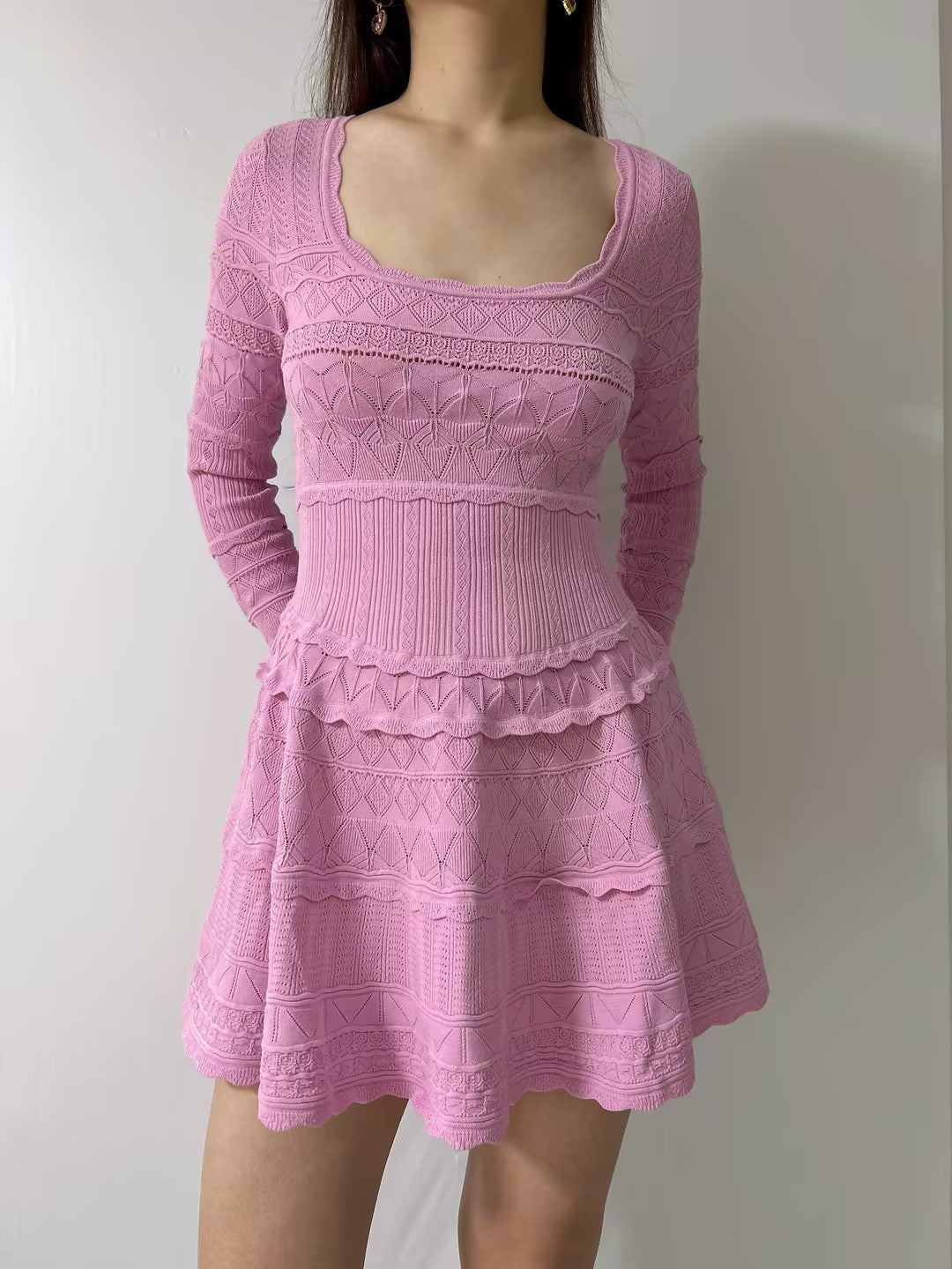 LSF Lavender Pointelle Knit Mini Dress in Rose Clay