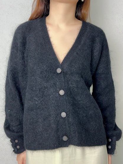 Cardigan Mia en mohair noir