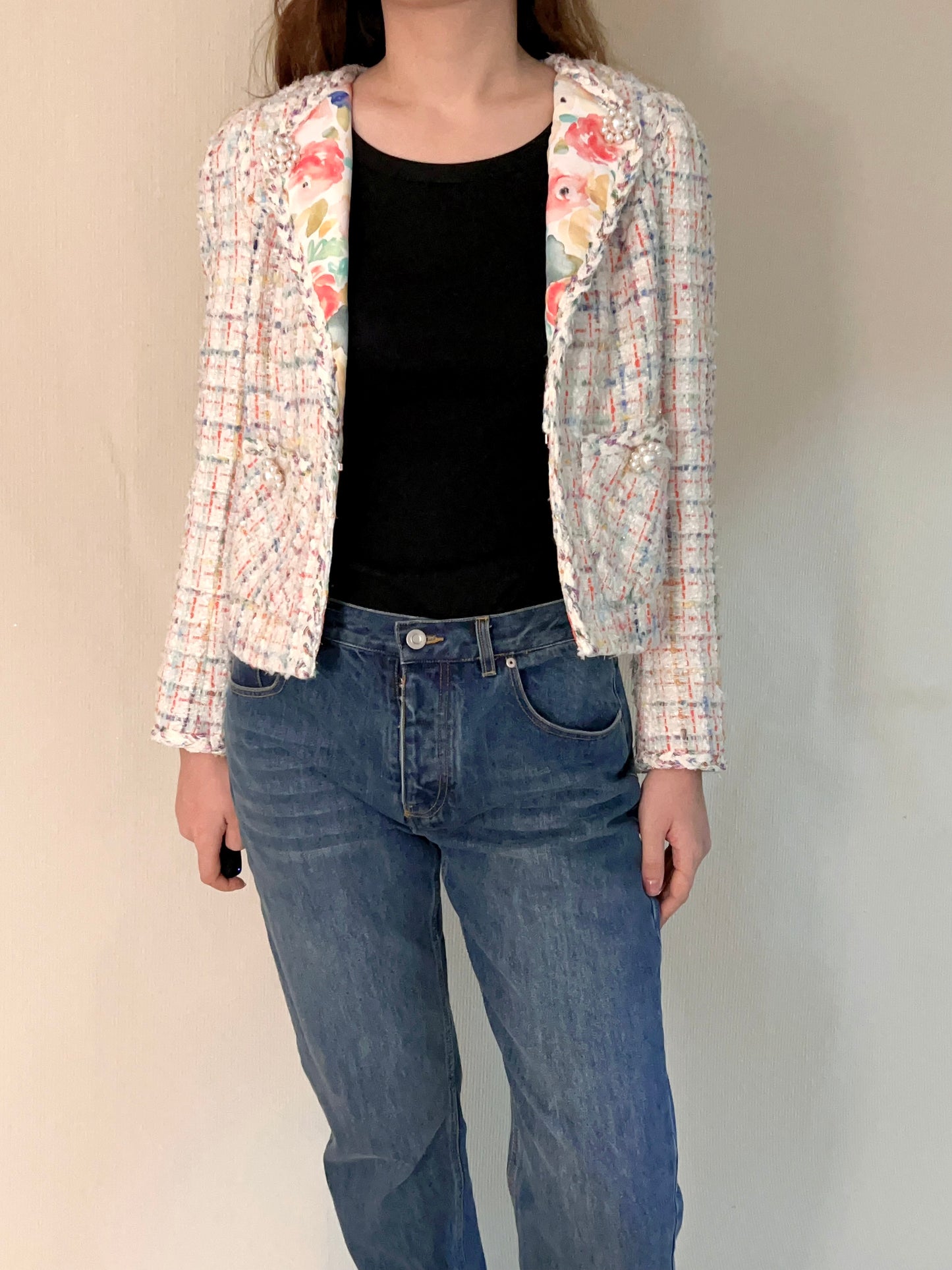 Multi Tweed Floral Jacket [size 38 sample sale]