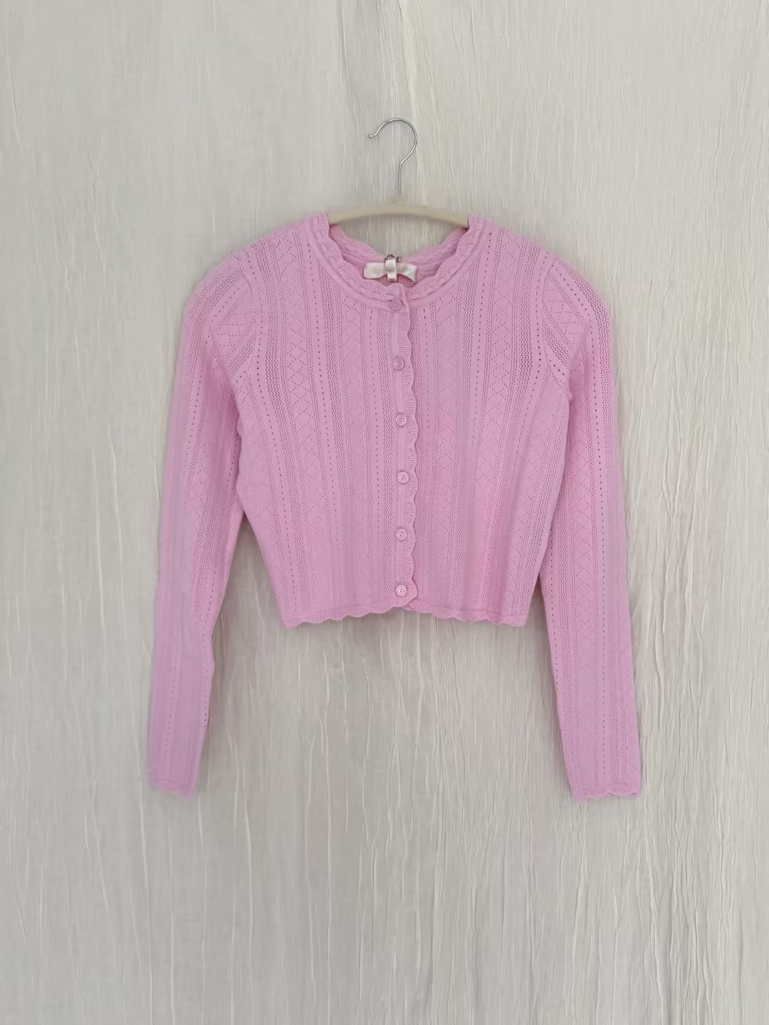 Nadiya Pointelle Cardigan - Candy Floss Pink in XS