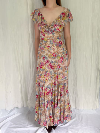 Robe mi-longue en dentelle Sohana en jaune jonquille