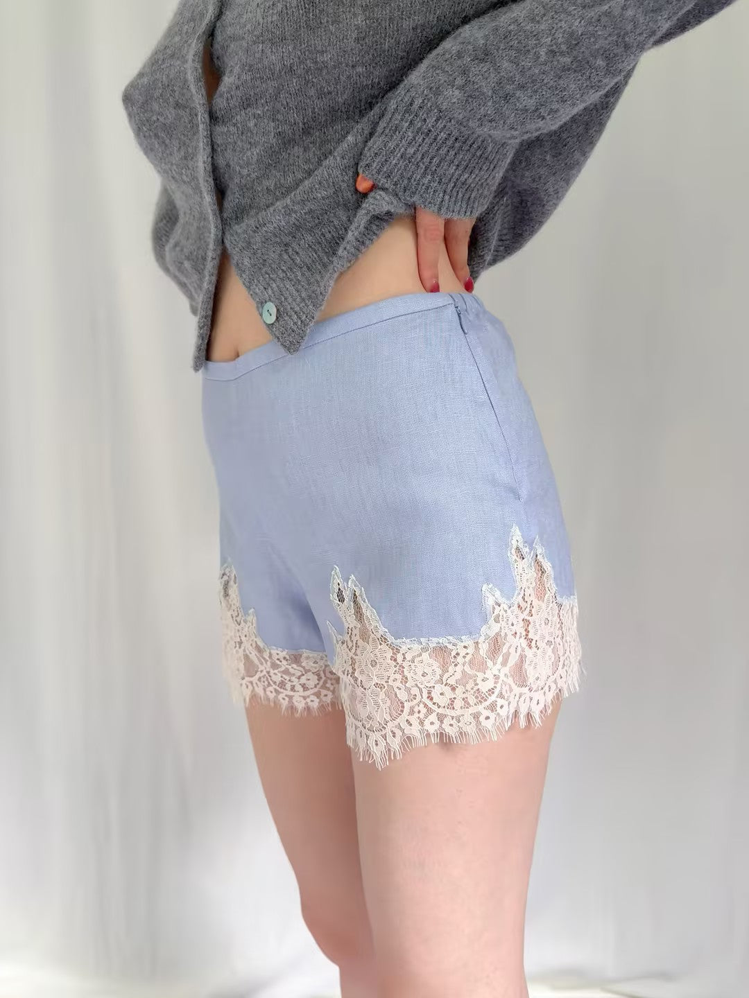 Fern Linen Short - Cloud Blue