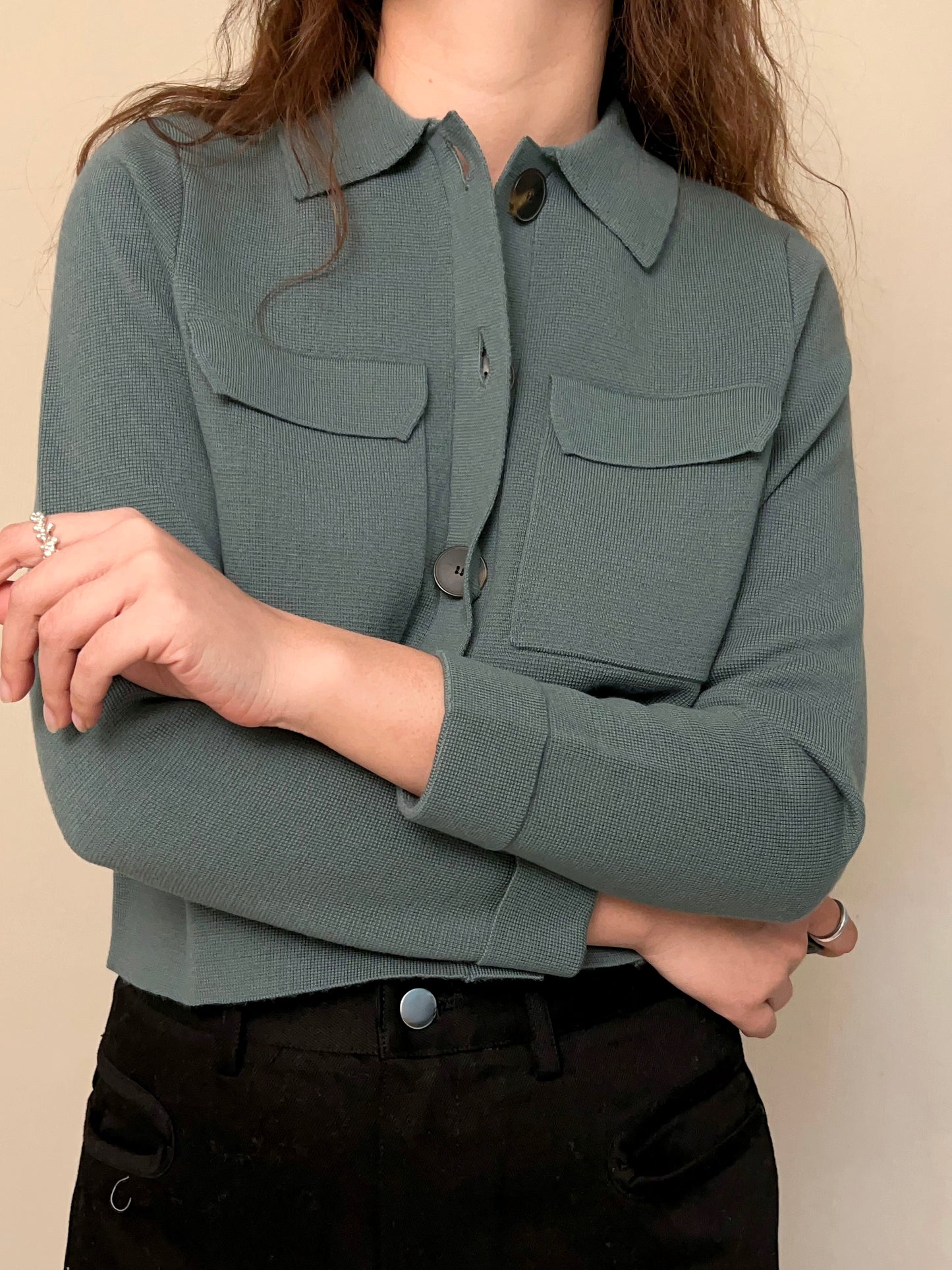 Betty Merino Wool Cardigan in Sage