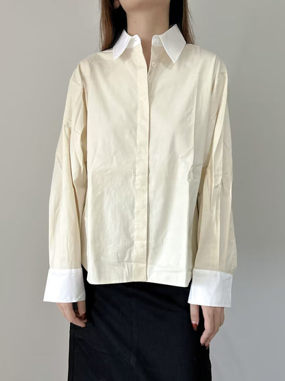 Andy Oversized Cotton Shirt in Sugar