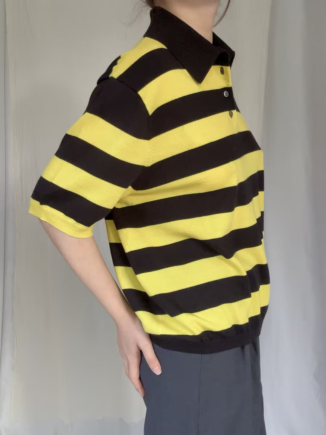 ZKV Ryan Stripe Polo Top in S/M