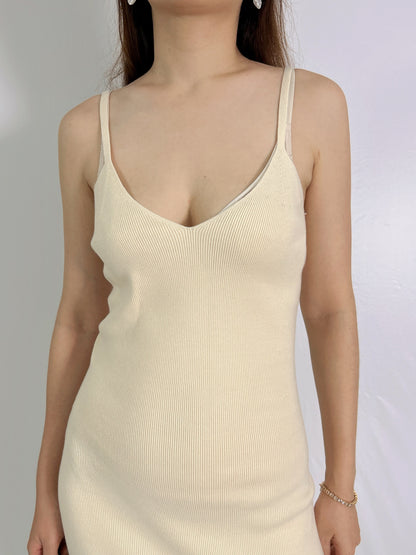 Lindsey Knit Midi Dress in Cream [size L sample sale]