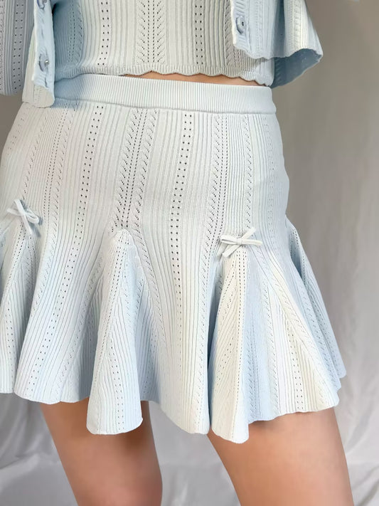 LSF Meryl Pointelle Mini Skirt - Icicle Blue