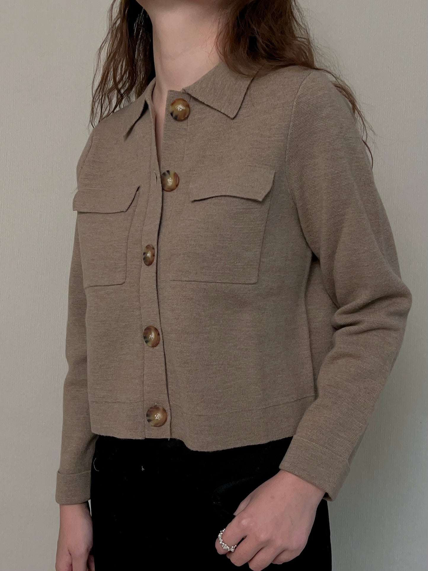 Betty Merino Wool Cardigan in Camel