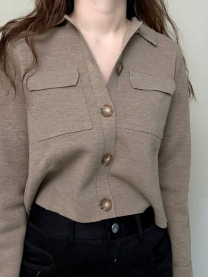 Betty Merino Wool Cardigan in Camel