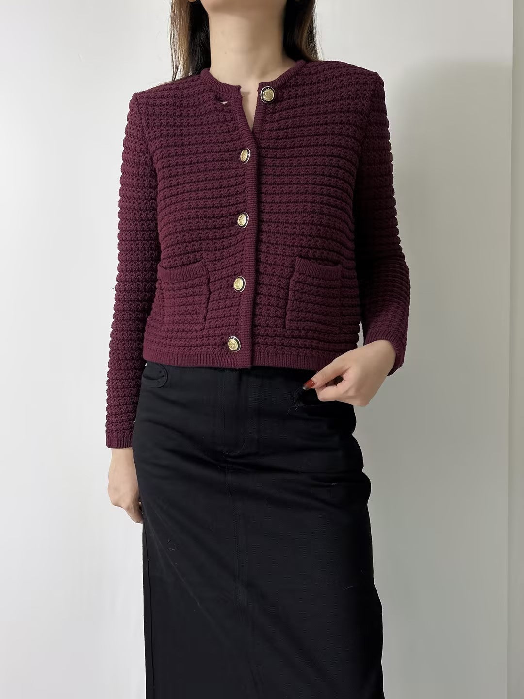 Gaspard Cardigan in Wine Red