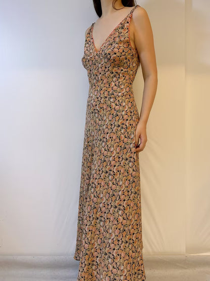 Brooklyn Silk Long Dress in Tresors de la Mer