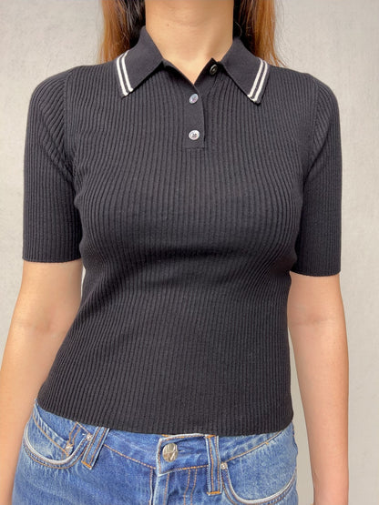 Haut polo en laine extensible TH