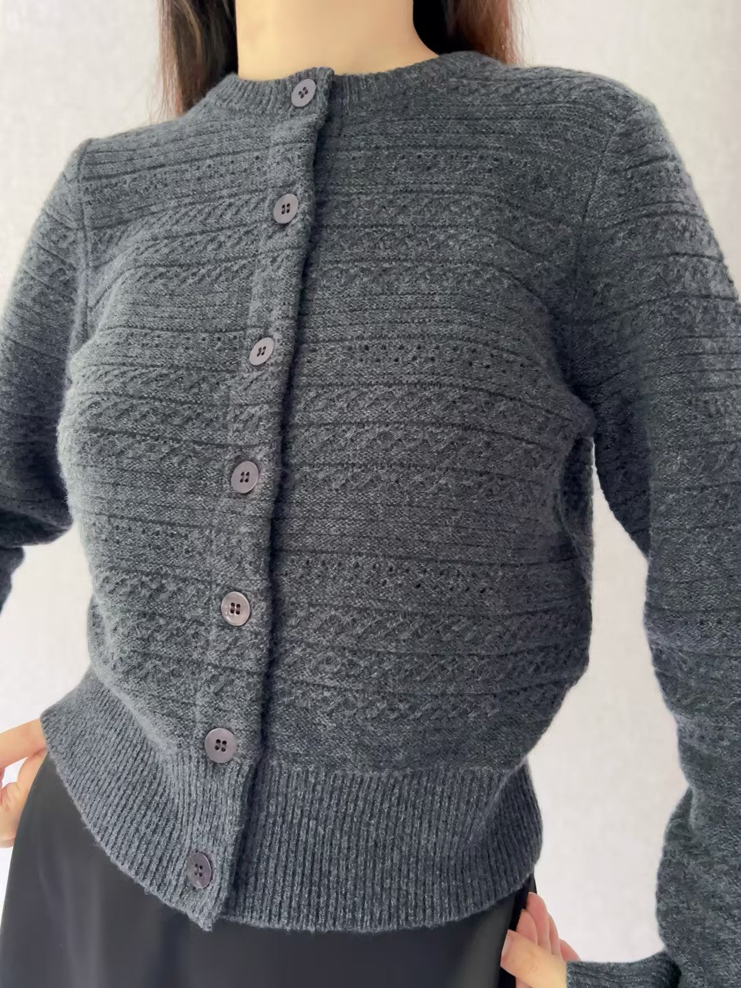 ab Mottled Grey Wool Cardigan