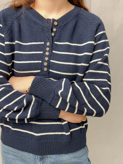 SEZ Leontine  Navy Striped Cotton Jumper