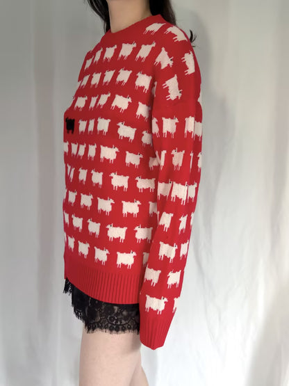 WW Men's Wool Sheep Sweater - Red (contact for other sizes)