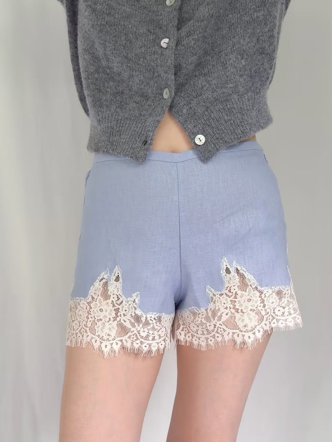 Fern Linen Short - Cloud Blue