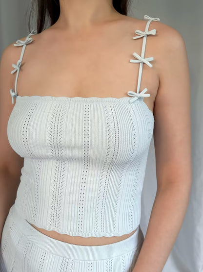 LSF Garrett Pointelle Top - Icicle Blue