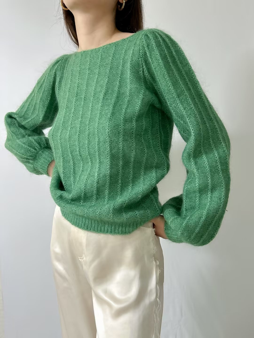 Aretha Mohair Jumper in Lime Green