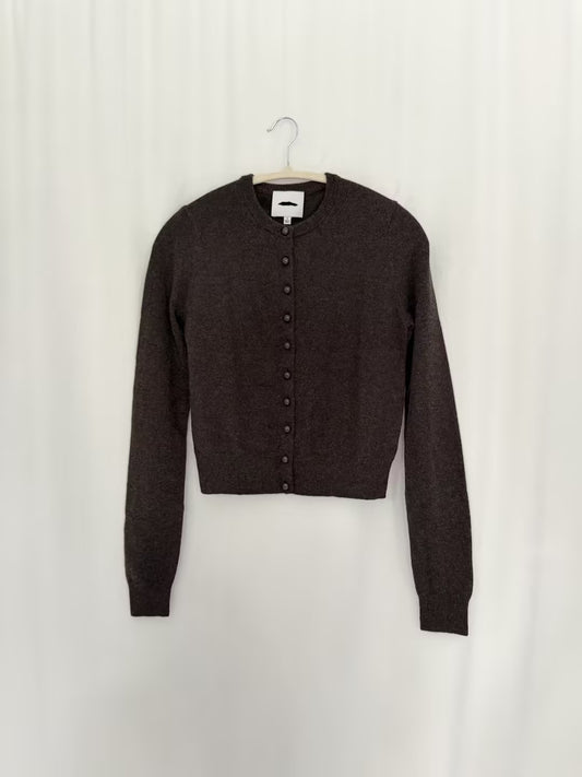 Caspia Cashmere Cropped Cardigan - Mahogany