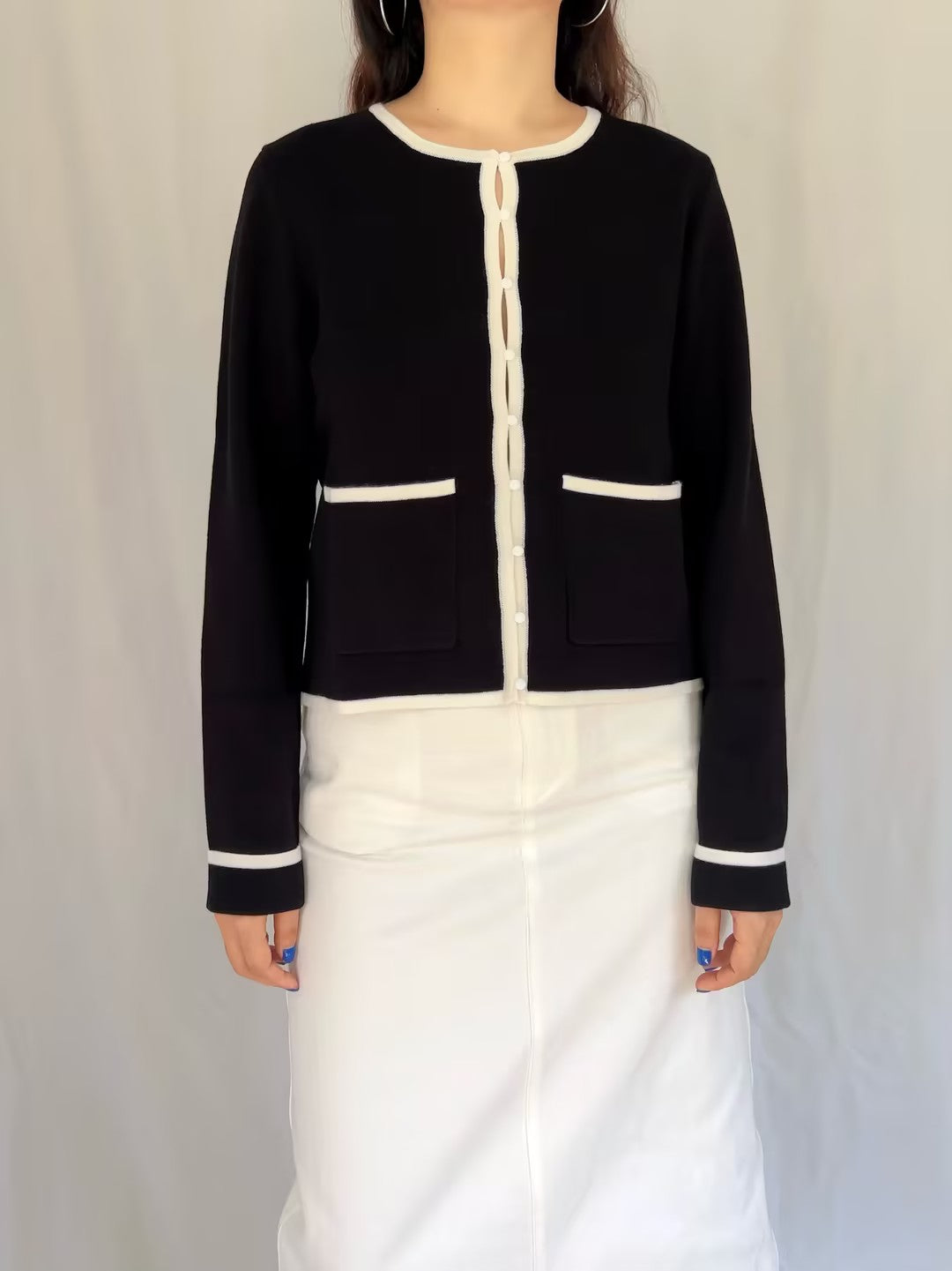 Brielle Cardigan - Black Ecru