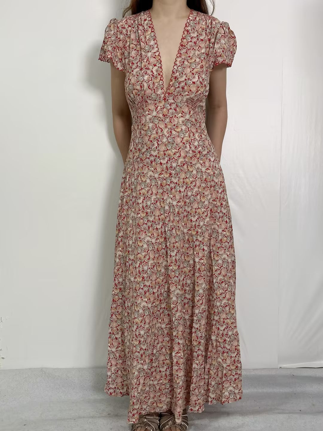 Adra Silk Maxi Dress in Tresors De La Mer