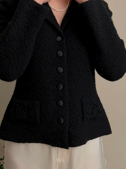 Black Cashmere Knit Jacket [size F sample sale]