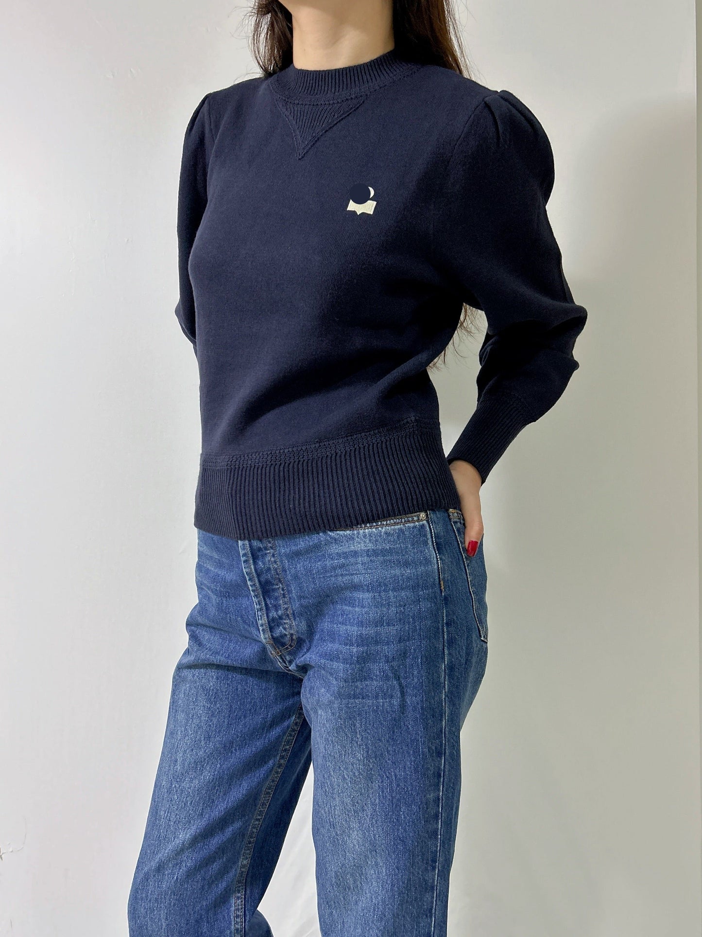 IM Kelaya Cotton-Blend Sweater in Navy