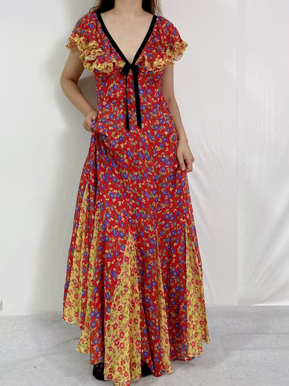 Audette Silk Dress in Dayflower Meadow [Last Stock]