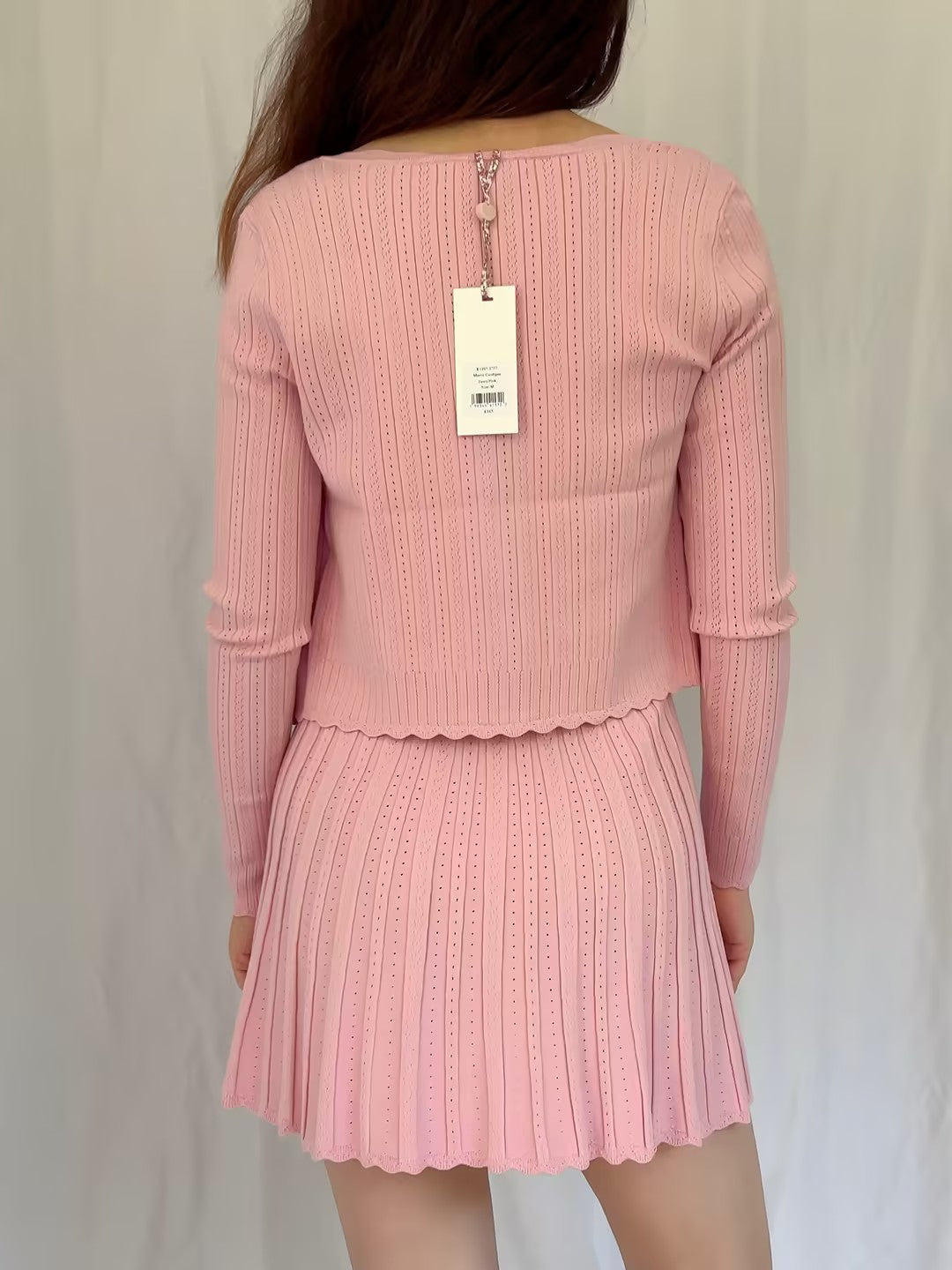 LSF Martti Stretch Pointelle Cardigan - Fawn Pink