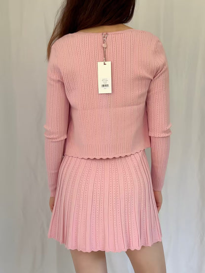 LSF Martti Stretch Pointelle Cardigan - Fawn Pink