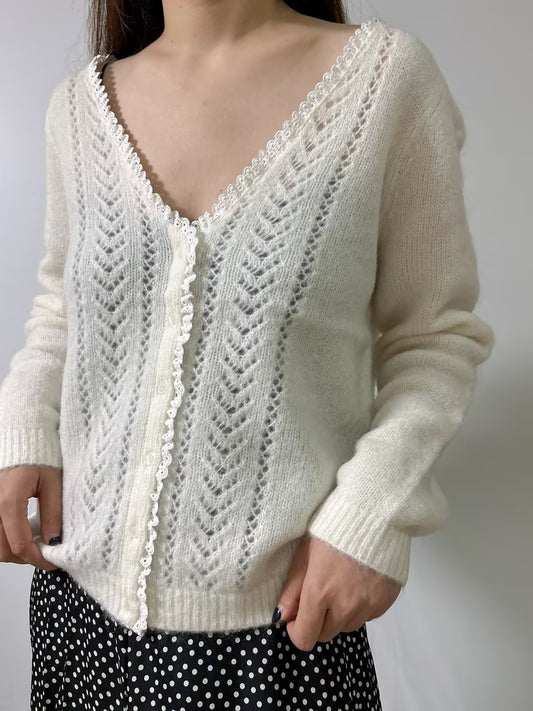 Maryam Mohair Cardigan - Ecru in L