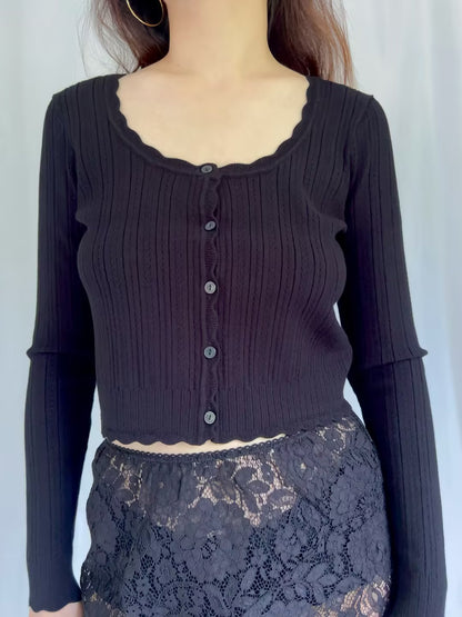 LSF Martti Stretch Pointelle Cardigan - Black