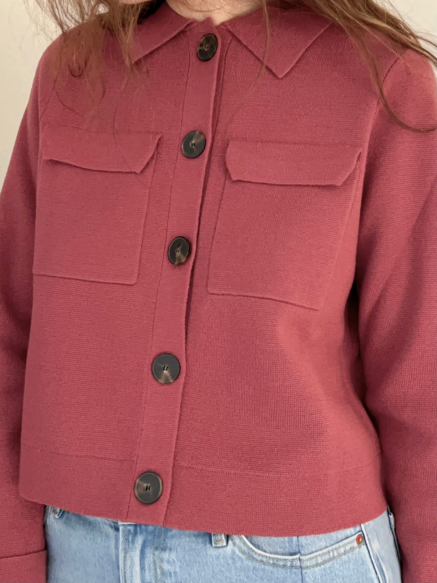 Betty Merino Wool Cardigan in Rosewood