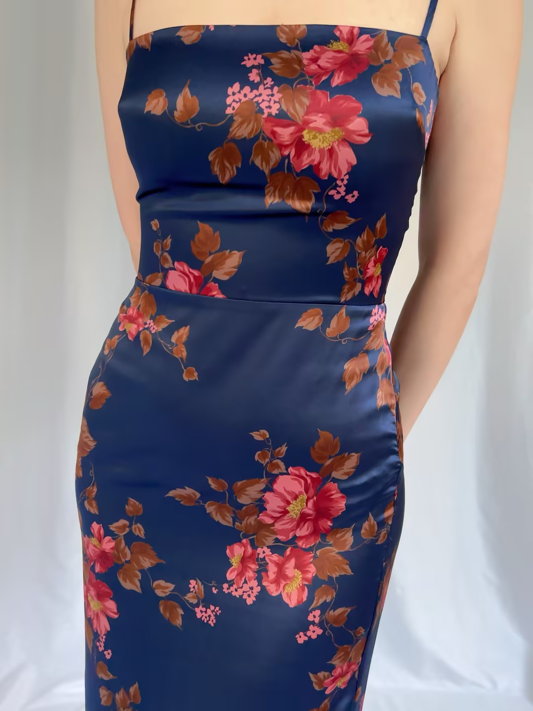 frankie silk dress blue Reformation Frankie Silk Maxi Dress - Blue