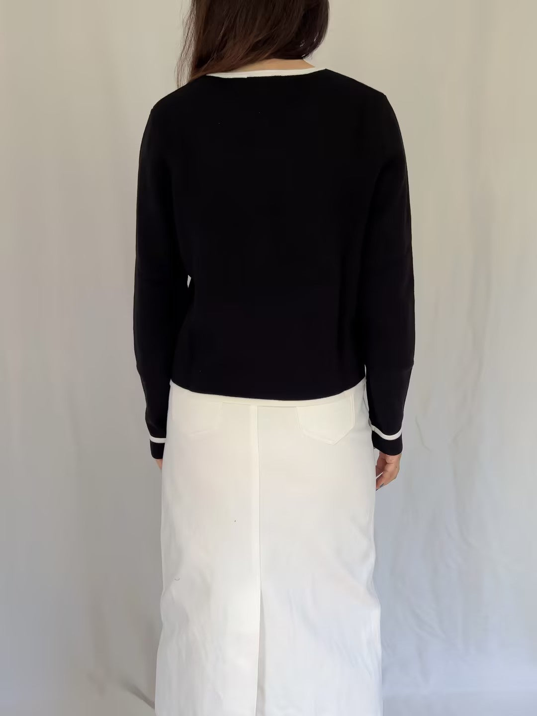 Brielle Cardigan - Black Ecru