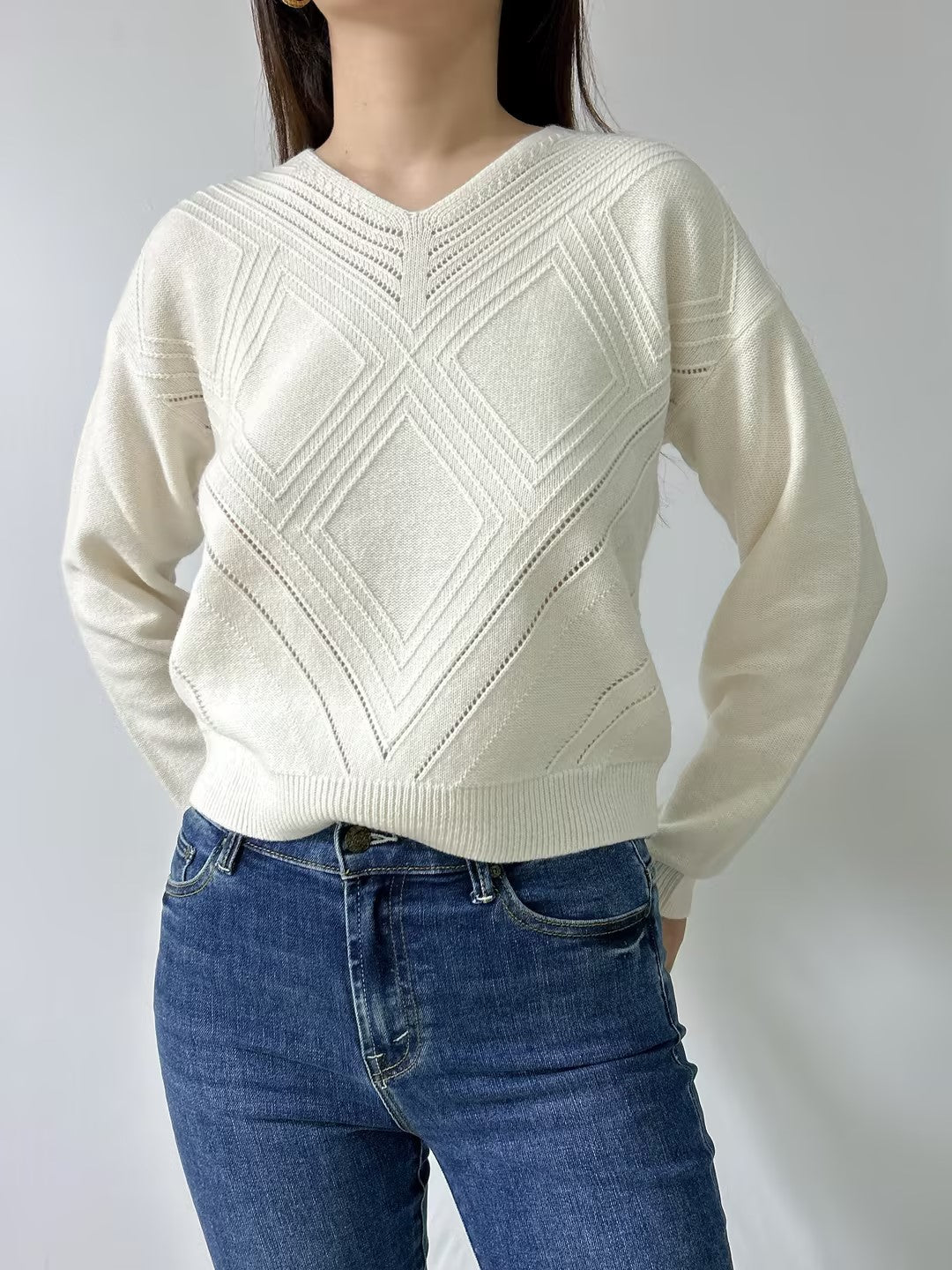 White Merino Wool Sugar Sweater