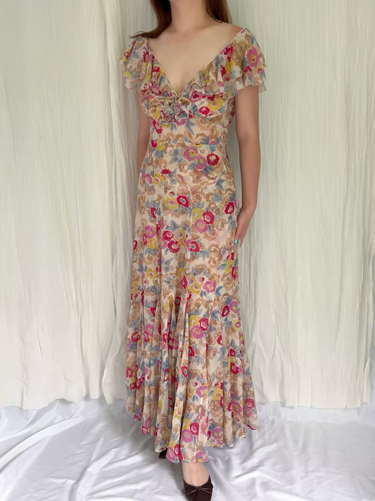 Robe mi-longue en dentelle Sohana en jaune jonquille