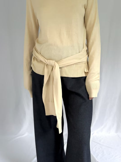 Double-Sleeve Turtleneck Sweater - Champagne in S