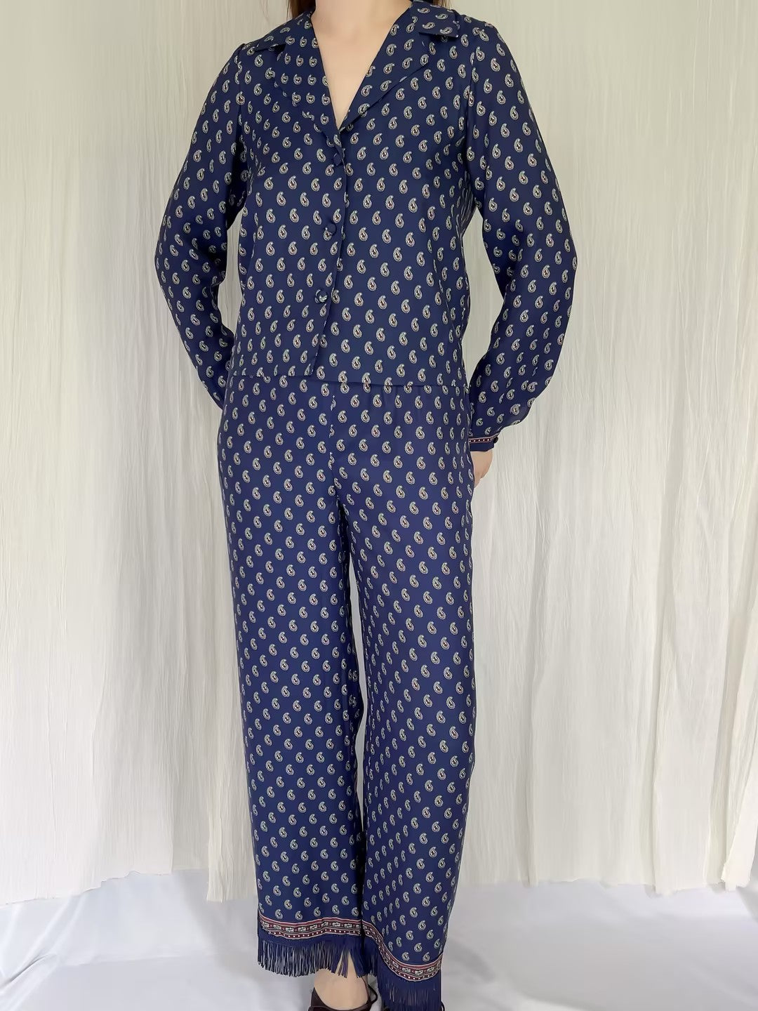 Lavon Fringe Pant - Bleu Taormina Paisley